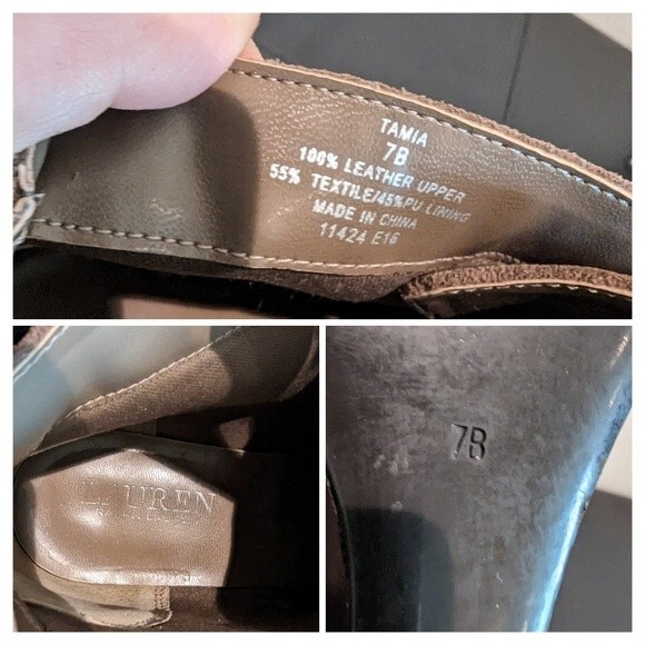 Ralph Lauren TAMIA Genuine Suede Taupe Tan Wedged Booties PORCINI Sport - Picture 7 of 11